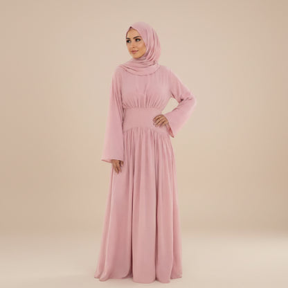 Muslim Women Wrinkle Waist Abaya Dress #261365