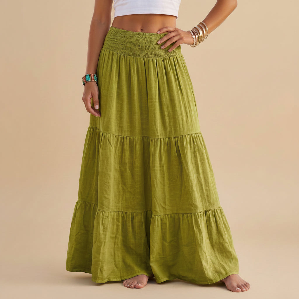 Pleated Plain Solid Color Modest Skirt #269038