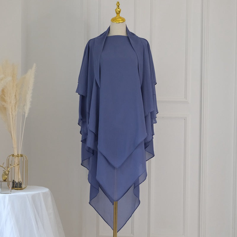 3 Layer Chiffon 11 Color Options Long Khimar For Muslim Women Nikah And Prayer