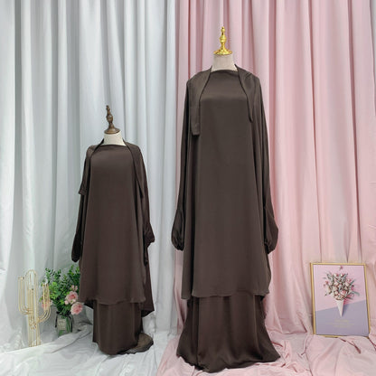 Muslim Women Prayer Dress Jilbab Robe Mother And Daughter Girl Matching Outfits
