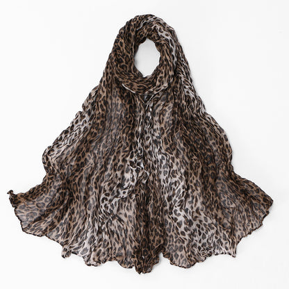 Muslim Women Pleated Design Printed Hijab Scarf #26VE201