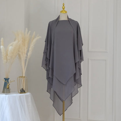 3 Layer Chiffon 11 Color Options Long Khimar