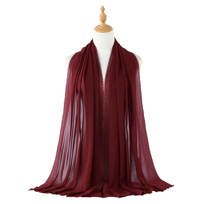 Muslim Women Heart Trim Chiffon Hijab Scarf #26VE204