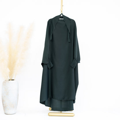 Muslim Women Mother And Daughter Girl Matching Satin Prayer Dress Overhead Jilbab Robe
