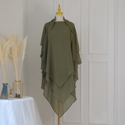 3 Layer Chiffon 11 Color Options Long Khimar