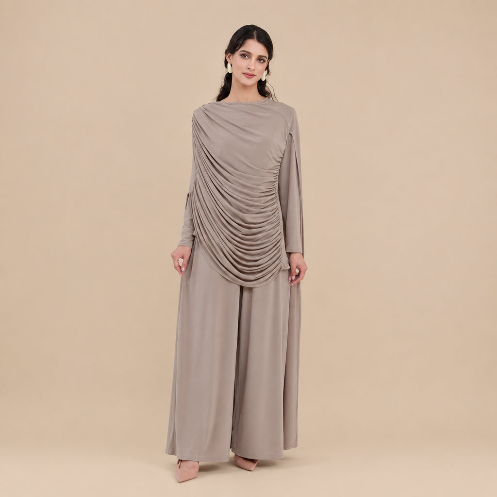 Muslim Women 2 Pieces Tops And Pants Suit Set Abaya Dress #261370