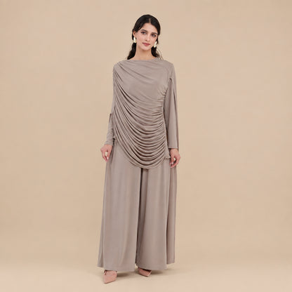 Muslim Women 2 Pieces Tops And Pants Suit Set Abaya Dress #261370