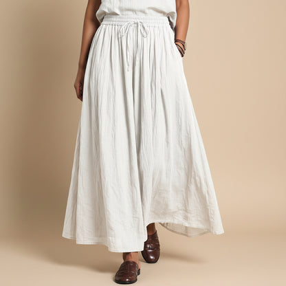Elastic Waist Drawstring Plain Modest Maxi Skirt With Pocket #268750