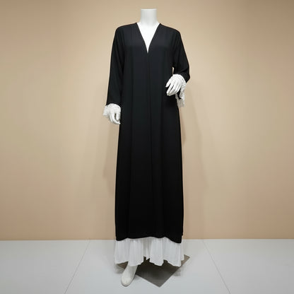 Muslim Women Pleated Cardigan Open Abaya Dress #25249