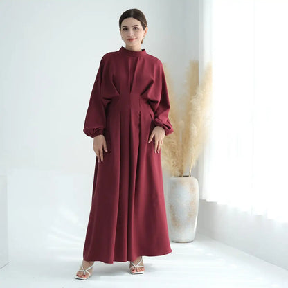 عباية نسائية مسلمة بأكمام مرنة من الكتان