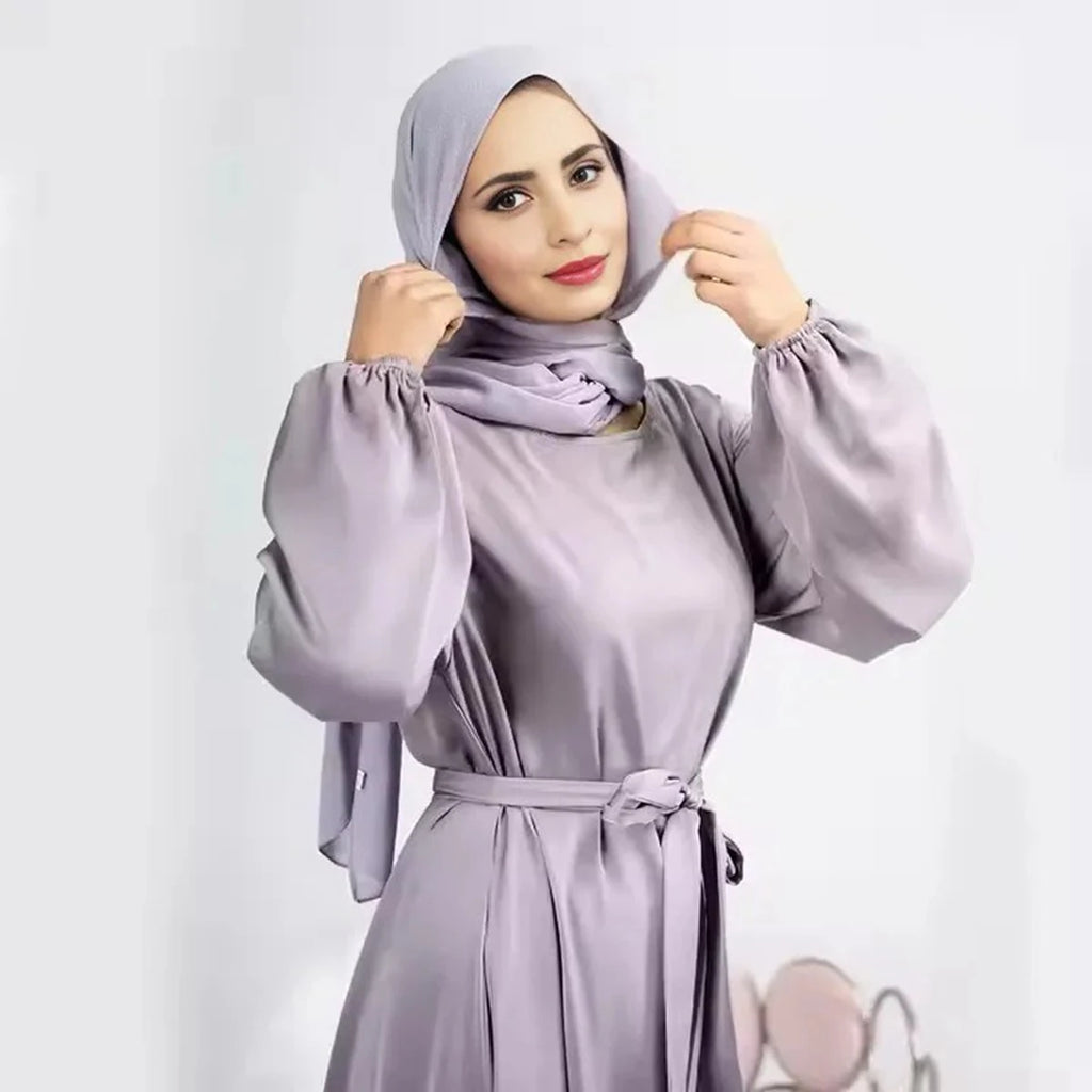 فستان عباية ساتان للنساء المسلمات من الشرق الأوسط وتركيا ودبي
