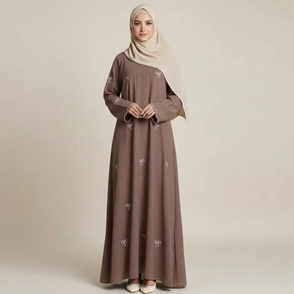 Abaya Dress - Bows Embroidery - Nida - #251000