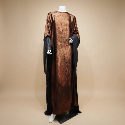 Bronzing Batwing Sleeve Farasha Abaya Dress For Muslim Women #25233
