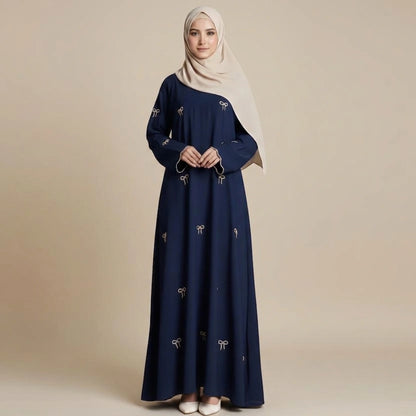 Abaya Dress - Bows Embroidery - Nida - #251000
