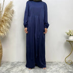 Blue Satin Abaya Dress #25C6345