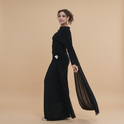 Muslim Women Double Layer Abaya Dress With Cape #261236