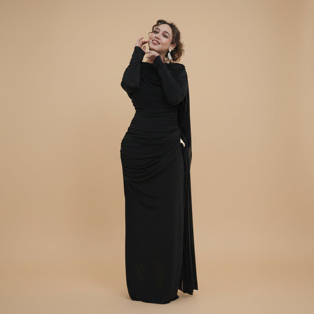 Muslim Women Double Layer Abaya Dress With Cape #261236