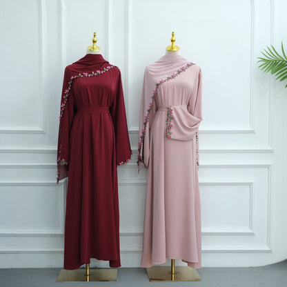 Muslim Women Nida Abaya Dress With A Laced Matching Hijab #261355