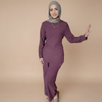 Muslim Women Daily Wear 2 Pieces Set Nida Tops And Pants Suit #251089