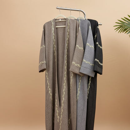 Muslim Women Embroidery Cardigan Open Abaya Dress #261153