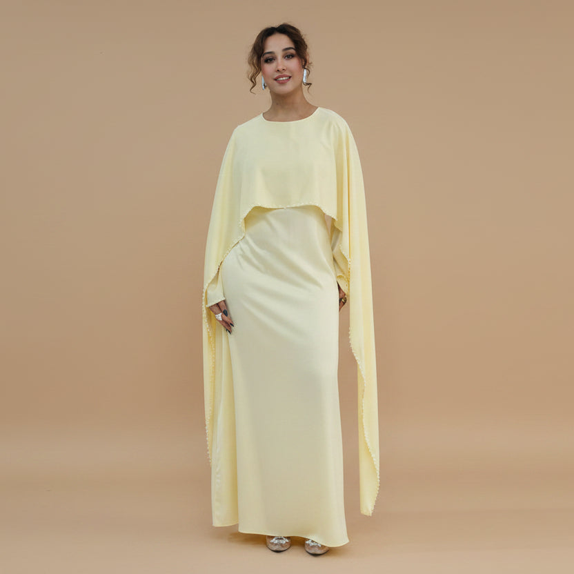 فستان عباية نسائي ستان مزين بالخرز كاب #261134