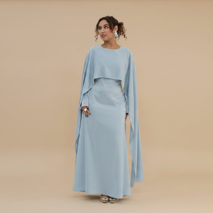 فستان عباية نسائي ستان مزين بالخرز كاب #261134