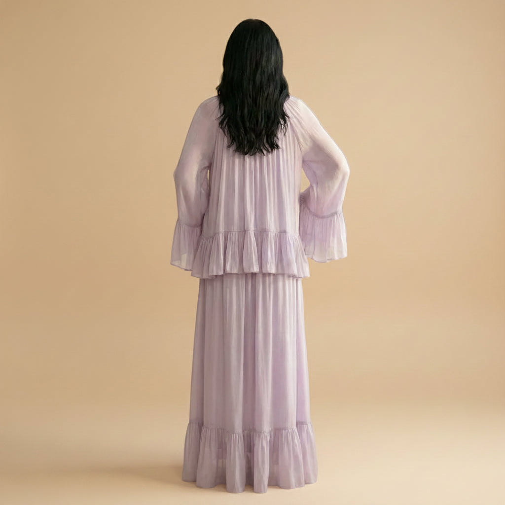 Muslim Women Embellished Rhinestones Short Sleeve Abaya Dress With Cape #261239