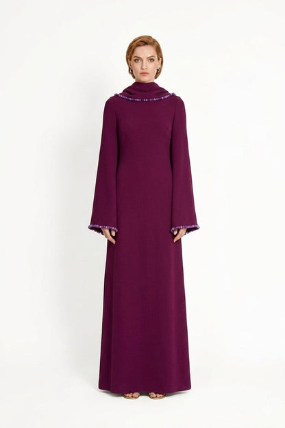 Muslim Women Embellished Beads Cape Abaya Dress #265385