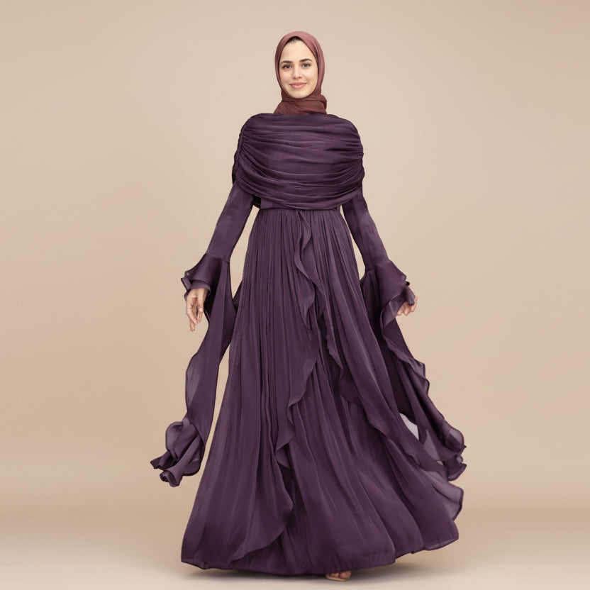Muslim Women Abaya Dress With Cape #261169