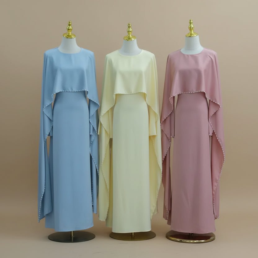 فستان عباية نسائي ستان مزين بالخرز كاب #261134