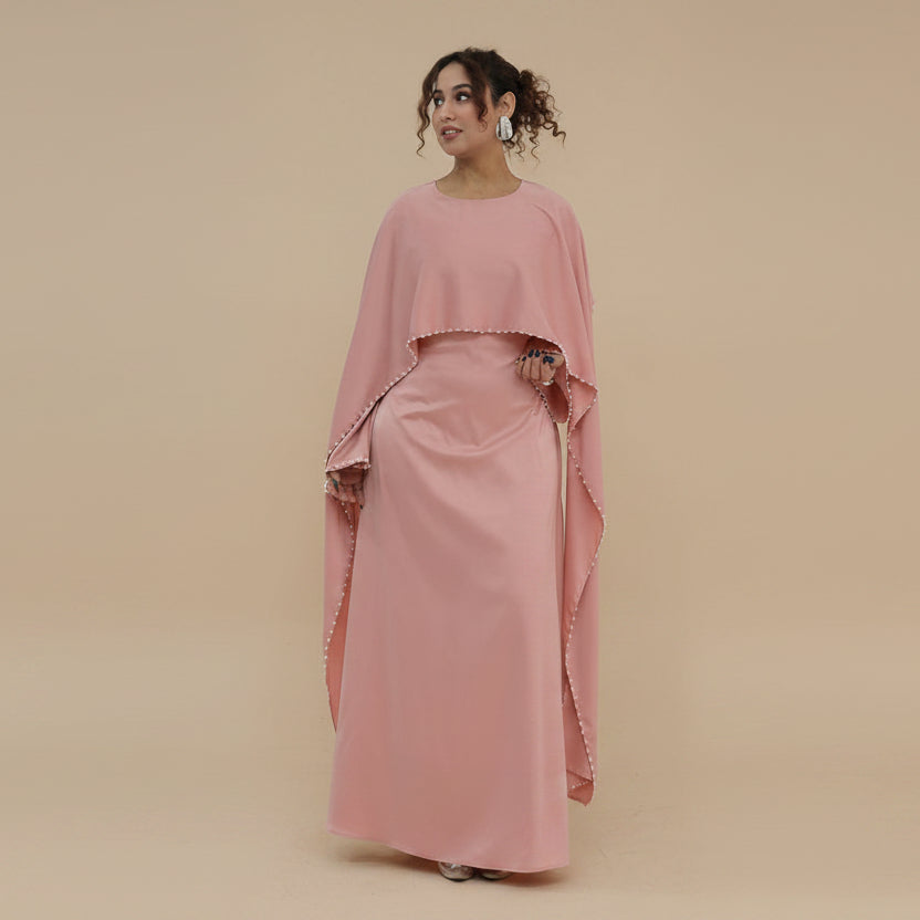 فستان عباية نسائي ستان مزين بالخرز كاب #261134