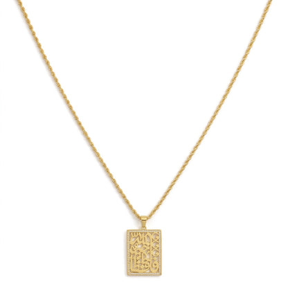 Gold Arabic Calligraphy Pendant Necklace Islamic Muslim Jewelry #771