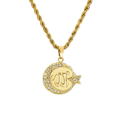 Moon Star Arabic Allah Necklace Islamic Muslim Jewelry #775