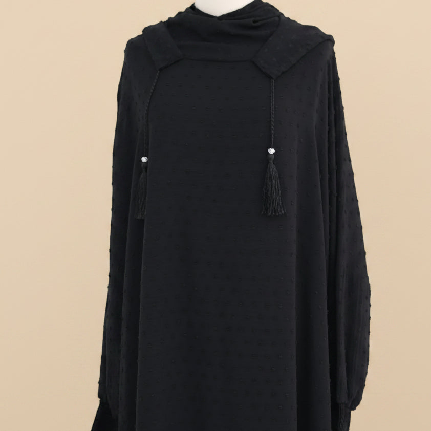 Muslim Women Hooded Polka Dots Printed Jilbab Abaya Dress #261196