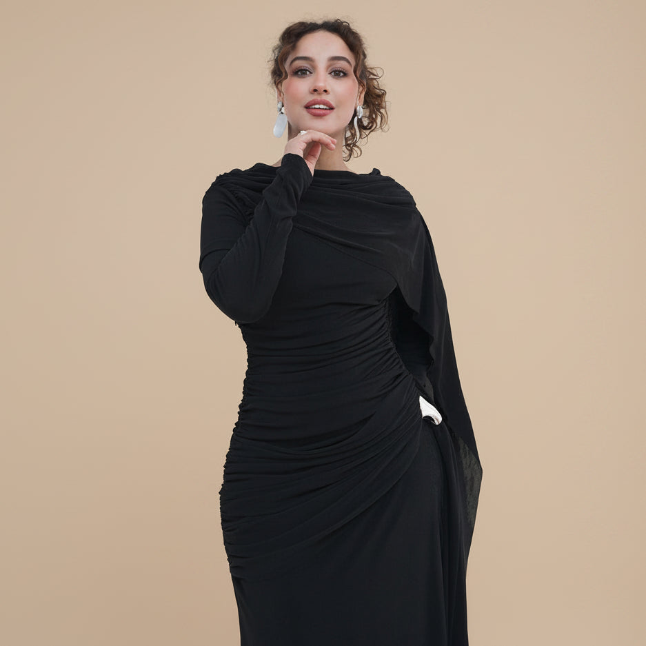 Muslim Women Double Layer Abaya Dress With Cape #261236