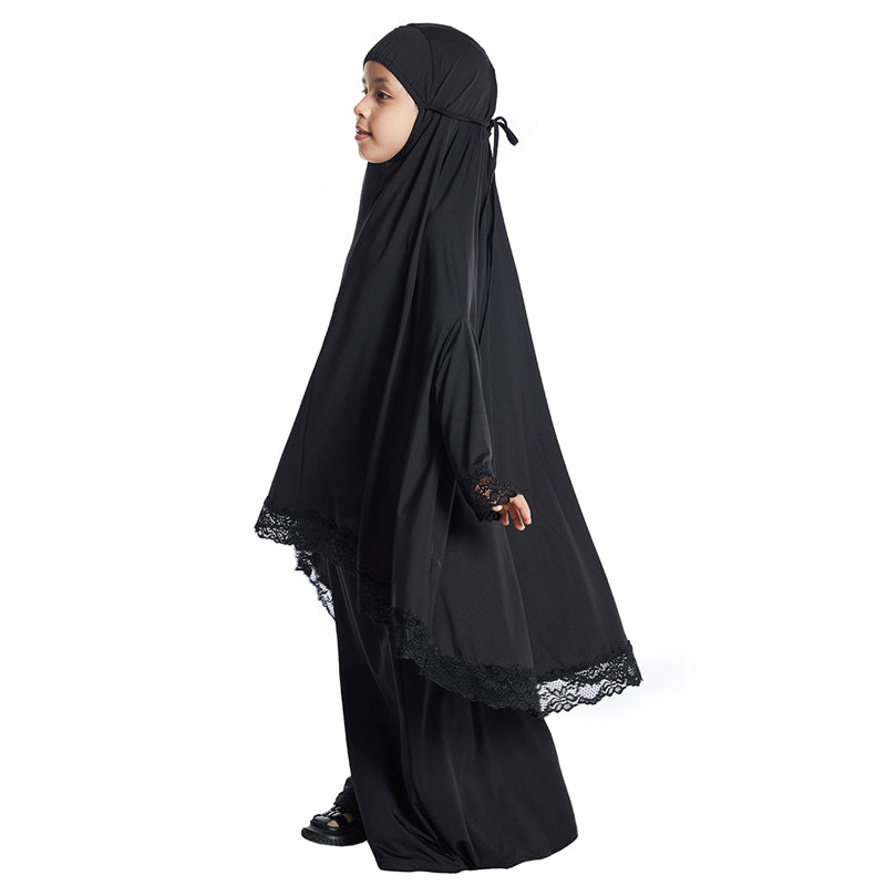 Arab Girl Jilbab Suit Prayer Dress 2 Pieces Set With Tops Robe Jilbab And Skirt