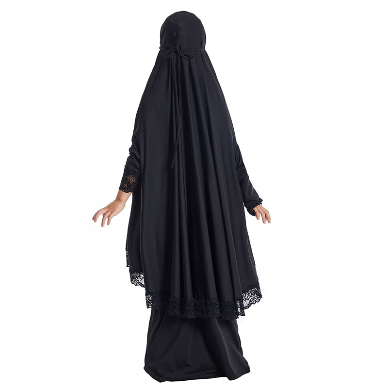 Arab Girl Jilbab Suit Prayer Dress 2 Pieces Set With Tops Robe Jilbab And Skirt