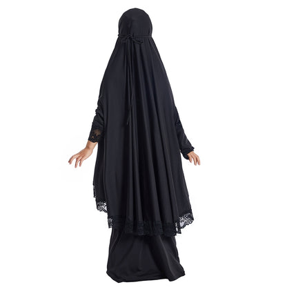 Arab Girl Jilbab Suit Prayer Dress 2 Pieces Set With Tops Robe Jilbab And Skirt