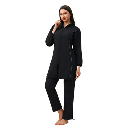 Muslim Burkinis 3 Pieces Set Swimsuit Bathing Suit - Islamic Halal  Swimwear - Black/Dark Blue - #26M038