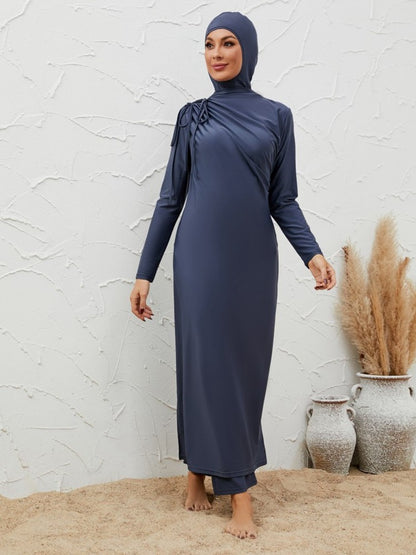 طقم ملابس سباحة بوركيني مكون من 3 قطع للنساء المسلمات #2611023