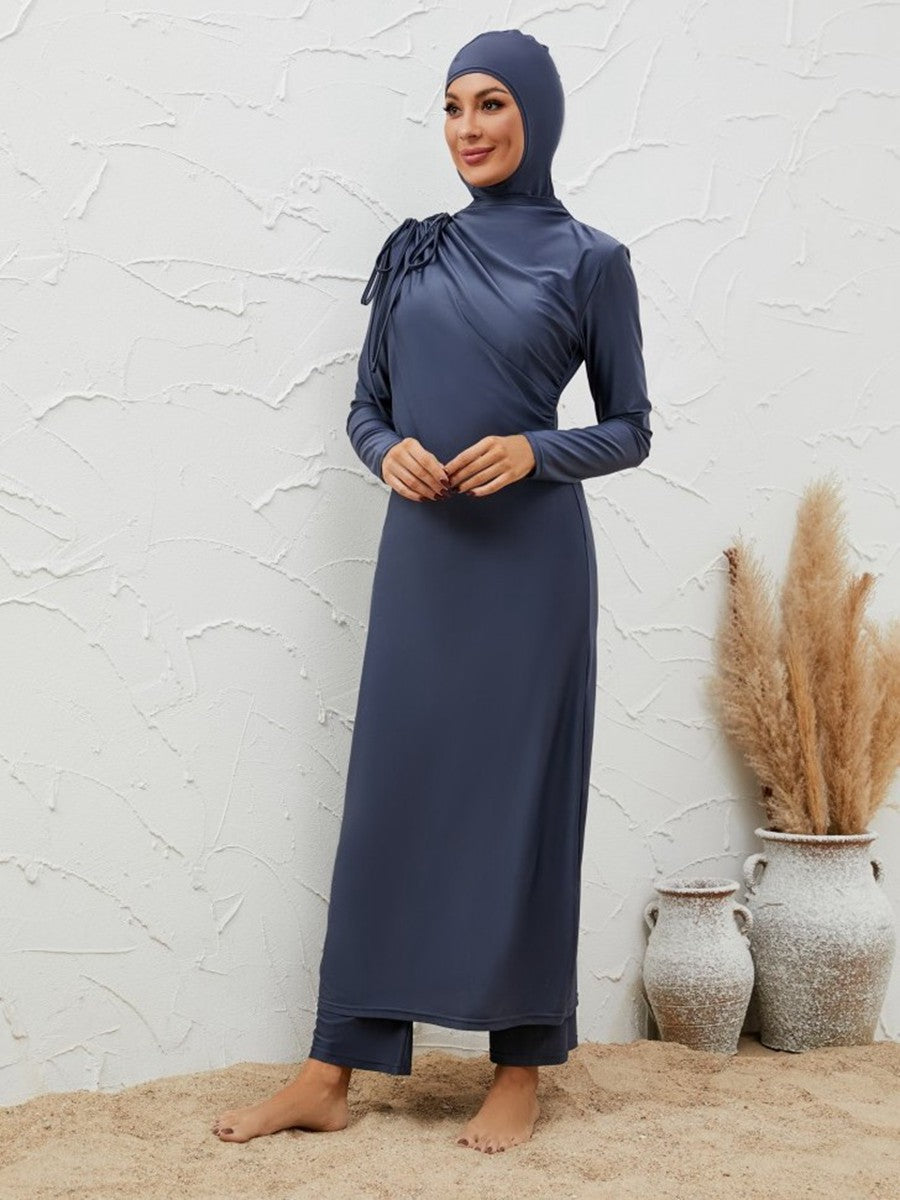 طقم ملابس سباحة بوركيني مكون من 3 قطع للنساء المسلمات #2611023