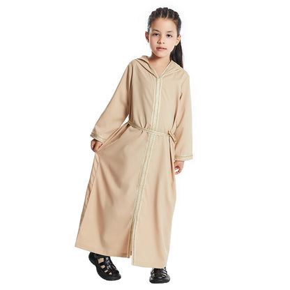 Middle East Arab Girl Hooded Abaya Dress