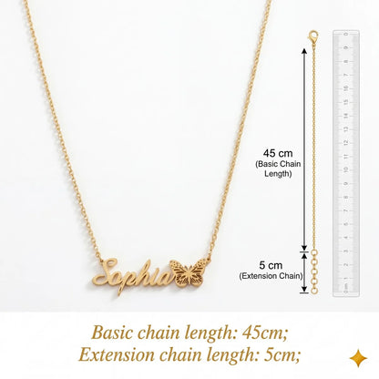 قلادة اسم مخصصة بفراشة الميلاد - عربي وإنجليزي