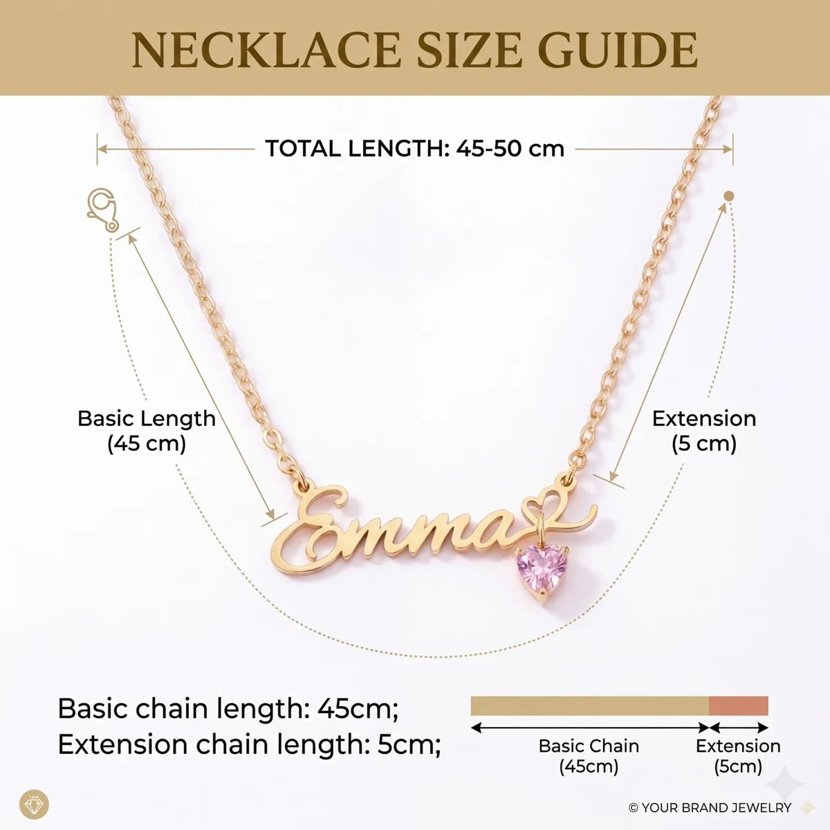 قلادة اسم مخصصة مع حجر البخت - عربي وإنجليزي #L090409