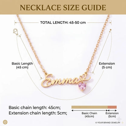 قلادة اسم مخصصة مع حجر البخت - عربي وإنجليزي #L090409