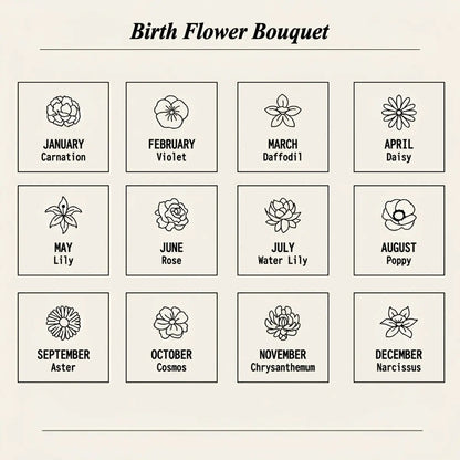 قلادة اسم مخصصة مع باقة زهور شهر الميلاد - عربي وإنجليزي #3