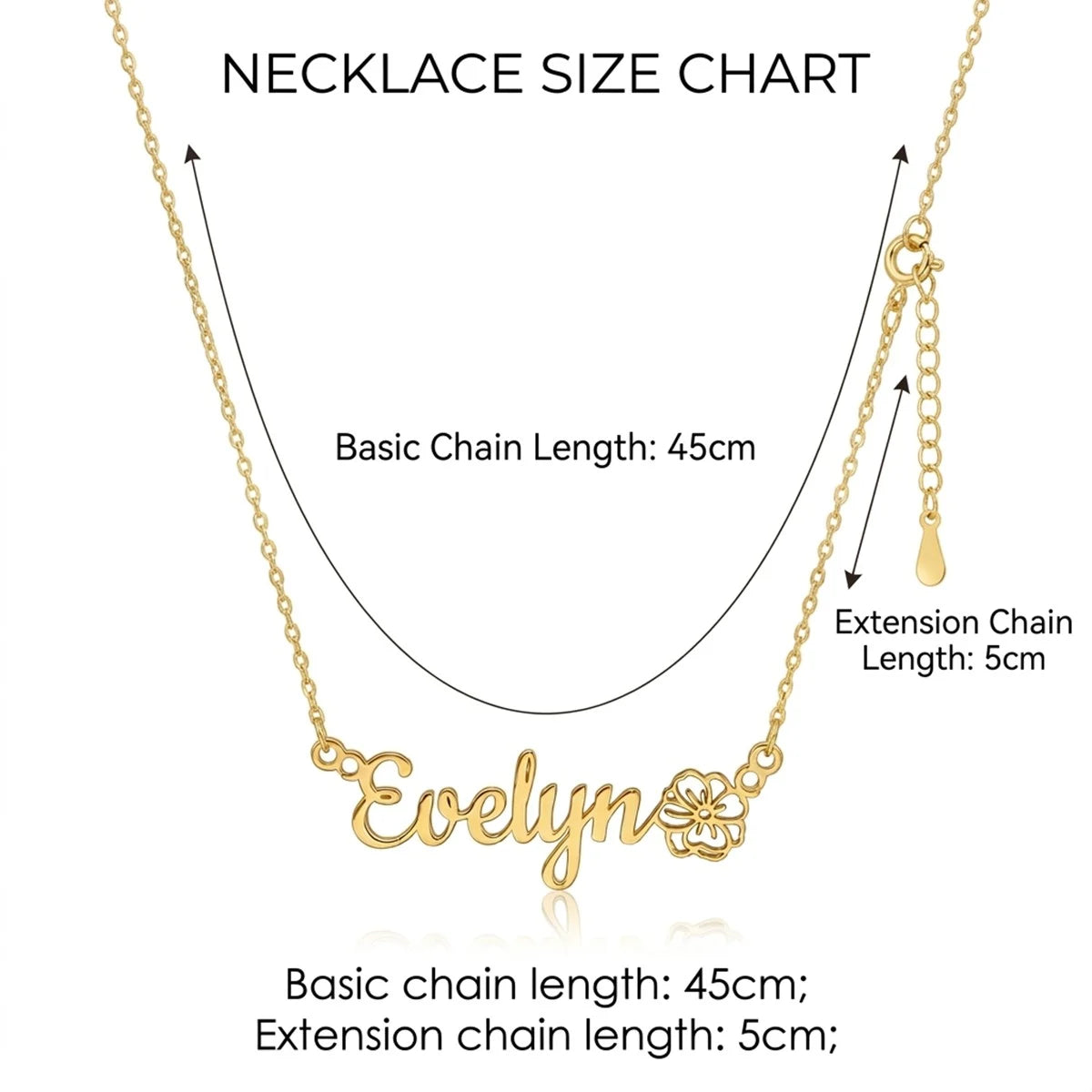 قلادة اسم مخصصة مع باقة زهور شهر الميلاد - عربي وإنجليزي #3