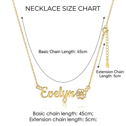 قلادة اسم مخصصة مع باقة زهور شهر الميلاد - عربي وإنجليزي #3