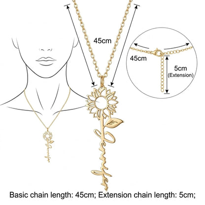قلادة اسم شخصية مع عباد الشمس - عربي وإنجليزي #10