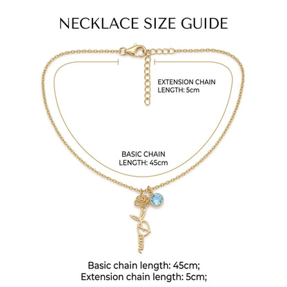 قلادة اسم مخصصة مع حجر الميلاد وزهرة الميلاد - العربية والإنجليزية #5